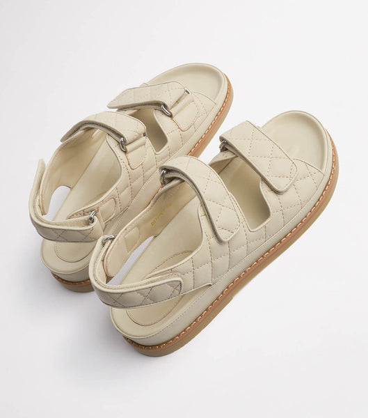 Light Yellow Tony Bianco Hiranni Vanilla Sheep Nappa 3.5cm Flat Sandals | ZAEGJ92907