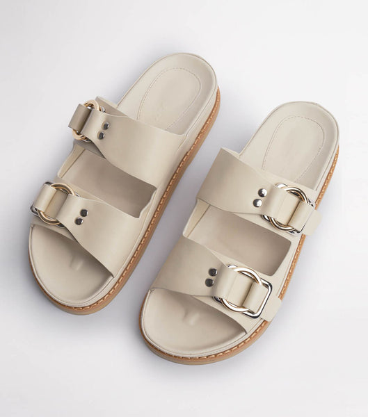 Light Yellow Tony Bianco Hunter Vanilla Capretto 3.5cm Slides | ZACVG25018