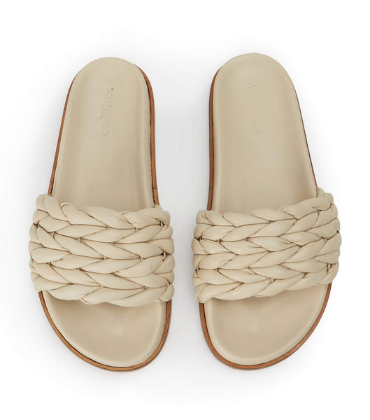 Light Yellow Tony Bianco Layton Vanilla Nappa Slides | ZAJBT95773