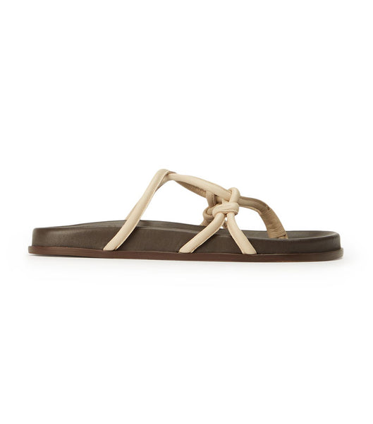 Light Yellow Tony Bianco Luelle Vanilla Nappa Flat Sandals | PZAQX65247