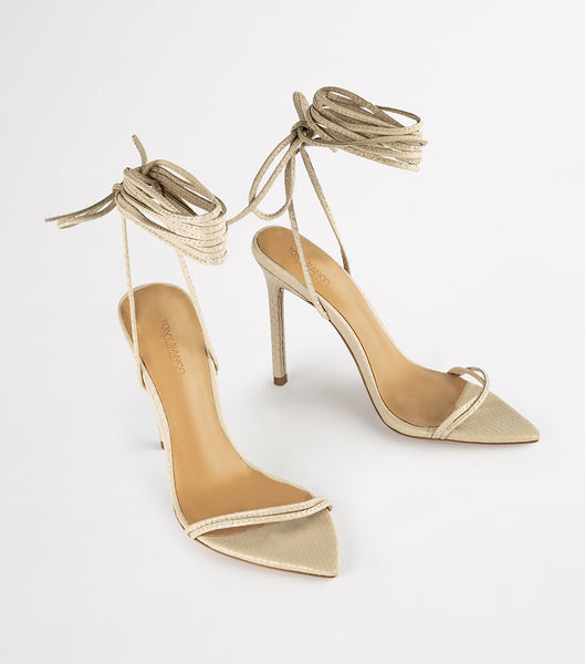 Light Yellow Tony Bianco Millie Vanilla Snake 10.5cm Bridal Heels | SZAVO32802