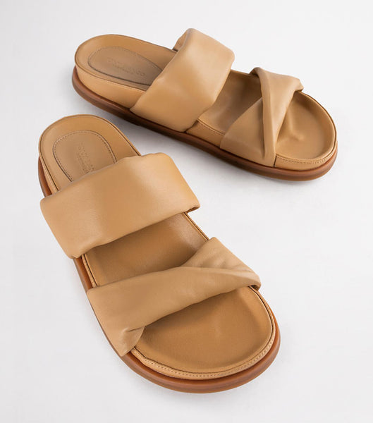 Orange Tony Bianco Henry Honey Nappa 3.5cm Flat Sandals | BZASO10243