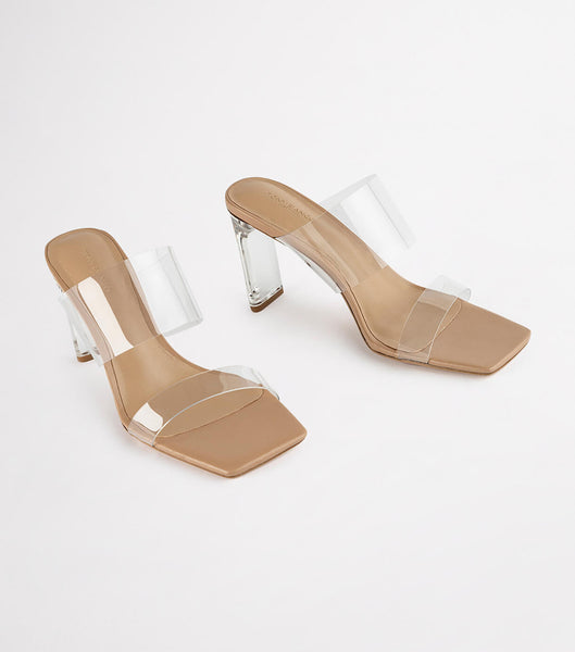 Skin Color Tony Bianco Chicago Clear Vinylite/Skin Nappa 8.5cm Bridal Heels | AZAWC96864