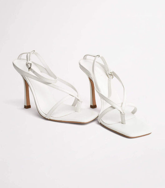 White Tony Bianco Faythe White Kid 10.5cm Thong Sandals | BZASO28864