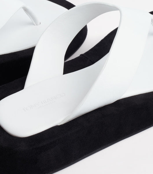 White Tony Bianco Ives Milk Capretto 3.5cm Thong Sandals | SZANY35551