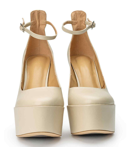 White Tony Bianco Jaguar Vanilla Capretto 14cm Platform Shoes | ZACIF29097