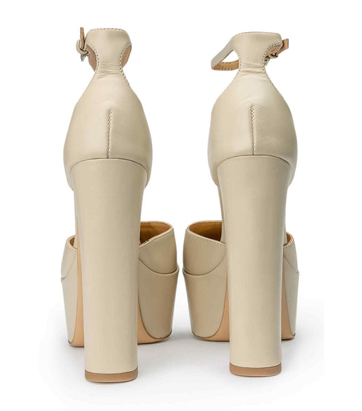 White Tony Bianco Jaguar Vanilla Capretto 14cm Platform Shoes | ZACIF29097