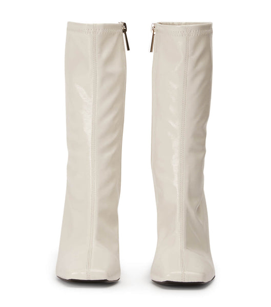 White Tony Bianco Remie Ecru Crinkle Patent 10.5cm Ankle Boots | ZAXBR80839