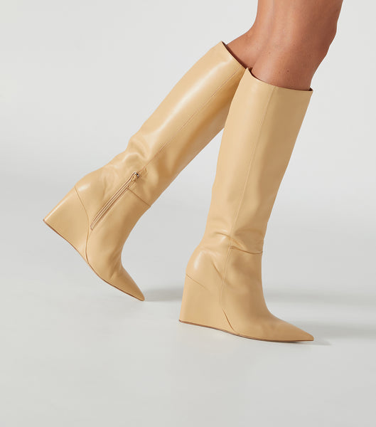 Yellow Tony Bianco Drake Butter Nappa 9.5cm Knee High Boots | ZAQAV81286