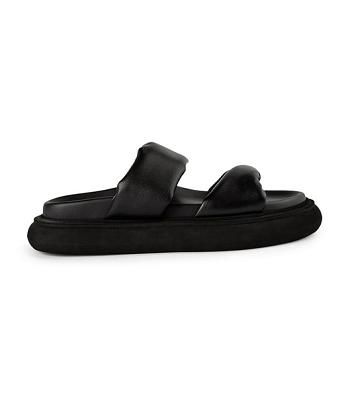 Black Tony Bianco June Black Nappa 3cm Flat Sandals | LZATR58910