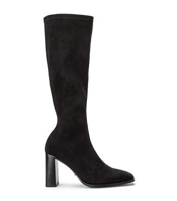 Black Tony Bianco Renae Black Stretch Suede 8.5cm Knee High Boots | GZAUC35783