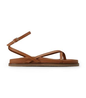 Brown Tony Bianco Lucie Tan Nappa 1.5cm Flat Sandals | AZAWC16083