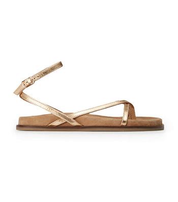 Gold Tony Bianco Lucie Antique Gold Nappa 1.5cm Flat Sandals | XZAGW18622