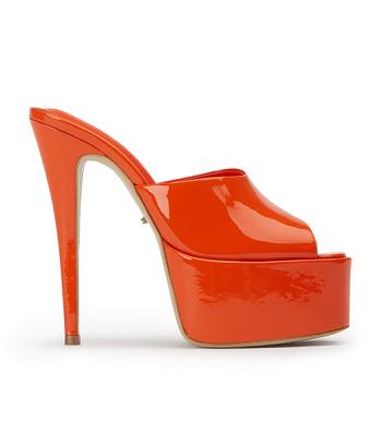 Orange Tony Bianco Jordyn Citrus Patent 15cm Platform Shoes | GZAUC62919