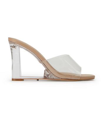 Skin Color Tony Bianco Alessi Clear Vinylite/Skin 10cm Wedges | BZASO26809
